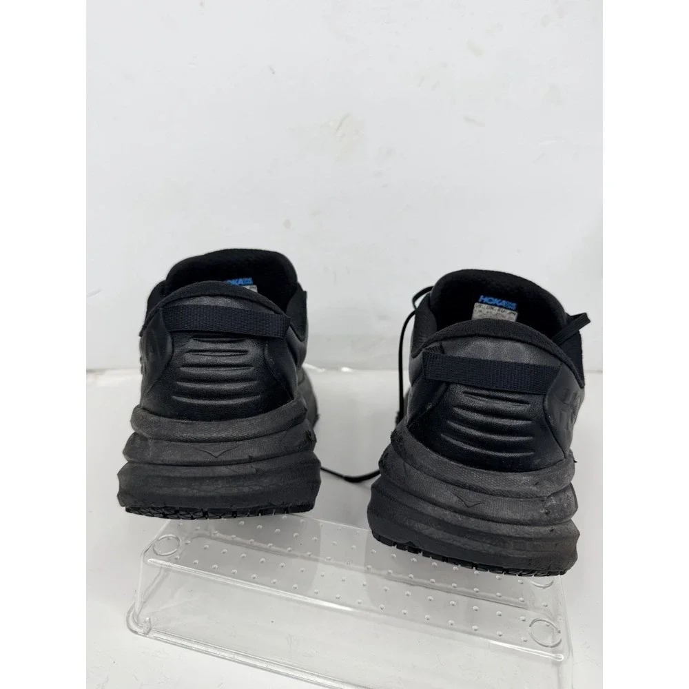 Hoka Bondi SR Black Leather Slip Resistant Shoes Mens 9 Wide 2E Work